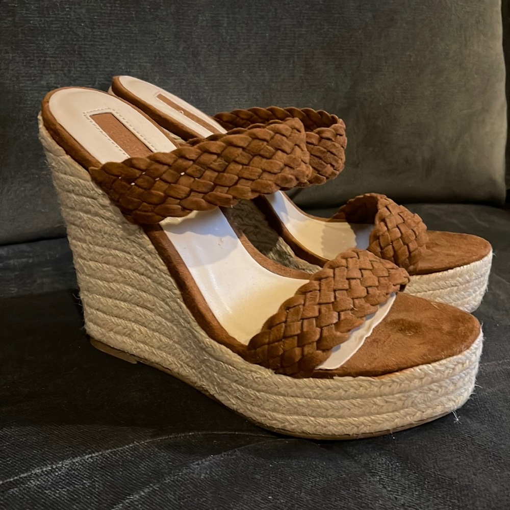 Brown wedge sandals